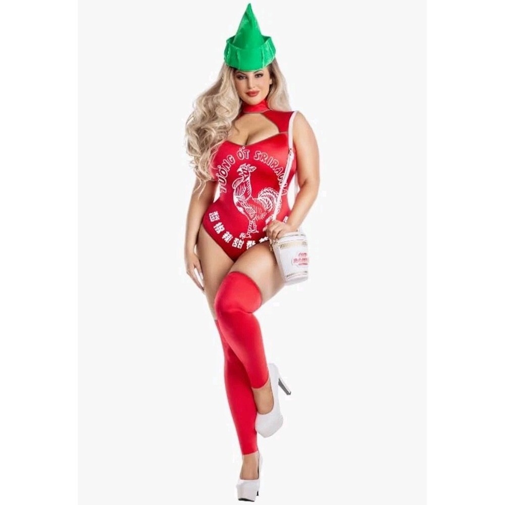 Party King Womens Hot Sauce Hottie Costume XL Red Sriracha Teddy Ramen Purse